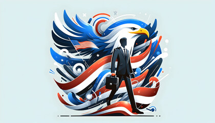 Dynamic Flat Glossy Background with Abstract Eagle and Flag Elements for Hari Pahlawan - Symbolizing Freedom and Patriotism in a Modern Vector Design