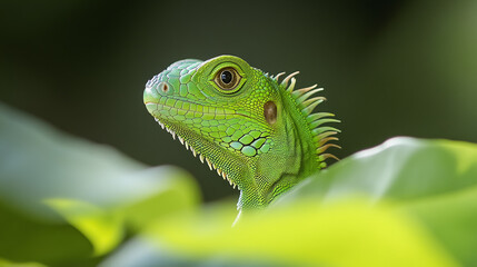 Fototapeta premium Small green iguana close-up.
