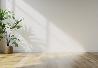 Minimalist Room with a Green Plant