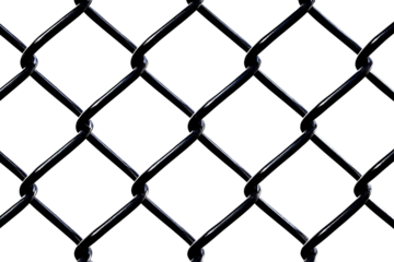 Black Chain Link Fence Close-Up Detail isolated on a transparent background