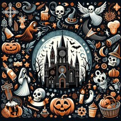 All Saint's Day, background, banner, card, poster, template. illustration.	