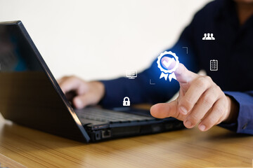 Fototapeta premium Business people survey, quality assurance, leading services, document management system, standard assurance