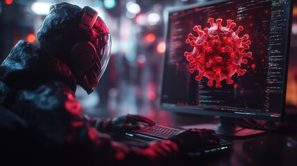 Hacker Working on Virus Research.