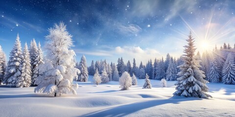 Fototapeta premium Experience a stunning winter wonderland with panoramic snowy trees, captured in 4K resolution, offering a peaceful and enchanting virtual video background for relaxation.