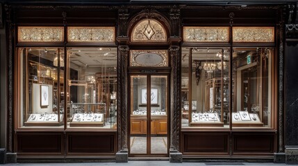 Ornate Storefront of a Jewelry Store at Night