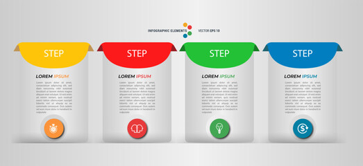 Business infographics design for four Step, option, parts or process. Infographic 4 element design