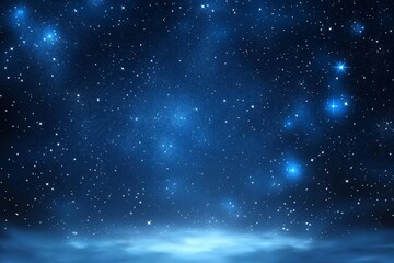 Obraz premium Starry night sky with deep blue tones, distant stars and constellations, mysterious and ethereal atmosphere with soft glow.