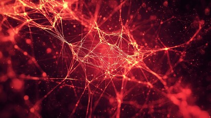 Obraz premium Abstract Red Lines and Dots on Black Background