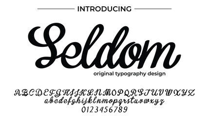 Seldom Font Stylish brush painted an uppercase vector letters, alphabet, typeface