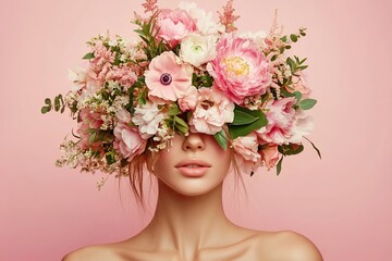 portrait of a woman covered with flowers
