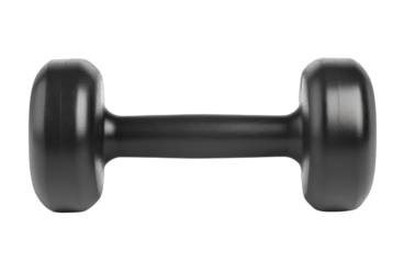 Plastic black dumbbell isolated on transparent background