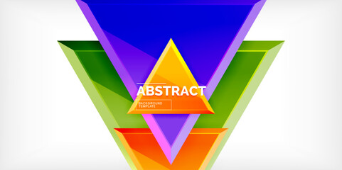 Abstract background - colorful triangles with 3d effect. Vector Illustration For Wallpaper, Banner, Background, Card, Book Illustration, landing page