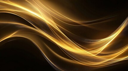 Fototapeta premium Golden Abstract Waves on Dark Background