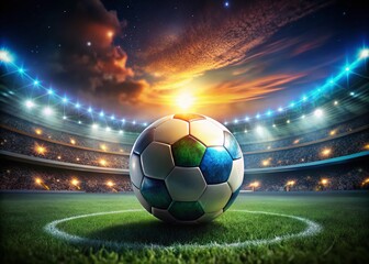 Naklejka premium Planet Football Logo Template in Low Light Photography for Creative Designs