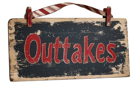 Vintage outtakes sign with distressed wood