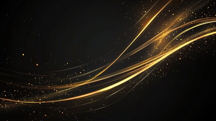 Fototapeta premium Golden Waves on Dark Background for Abstract Themes