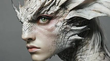 Close-Up of Fantasy Creature with Detailed Dragon-Like Features