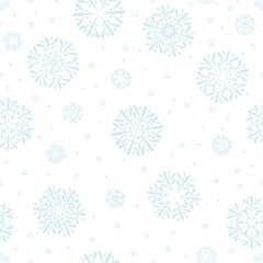 blue snowflakes. transparent repetitive winter background. vector seamless pattern. fabric swatch. wrapping paper. continuous print. design element for home decor, textile, greeting card, flyer