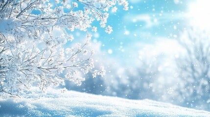 Winter Wonderland with Snowy Landscape and Blue Sky