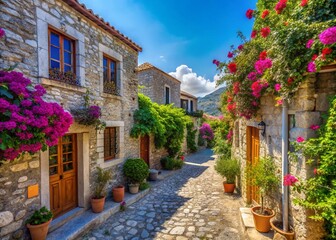 Fototapeta premium Scenic Old Datca Street in Mugla, Turkey - Rustic Charm and Historic Architecture