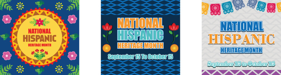 National hispanic heritage month festival banner. Greeting with national Hispanic heritage month text. National Hispanic Heritage Month. flat vector modern illustration