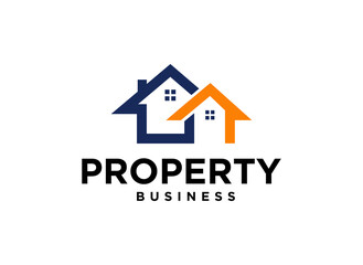 A logo featuring two stylized houses representing a property business.