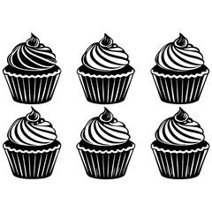 set of Cupcake Icon Silhouette vector illustration