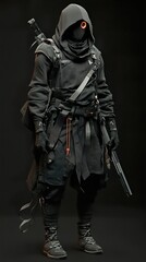 Naklejka premium Futuristic Warrior in a Dark World: Digital Art