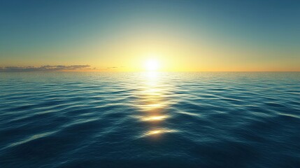 Obraz premium Sunset Glowing Over Calm Ocean Waves