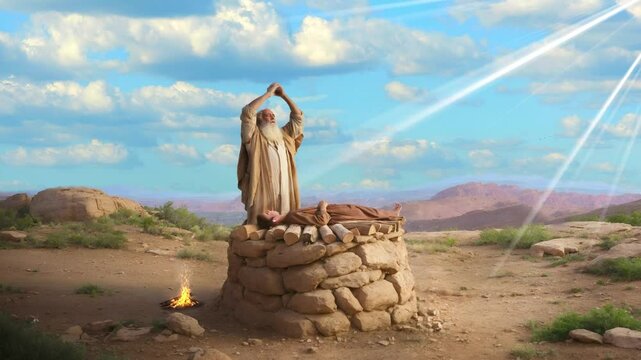 Abraham and Isaac on Mount Moriah, christian motion loop