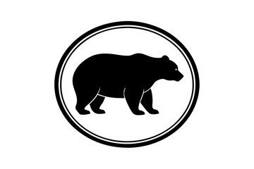 Bear icon circular logo vector, bear silhouette vector