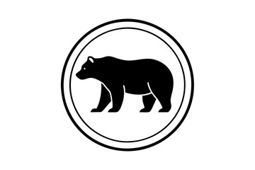 Bear icon circular logo vector, bear silhouette vector