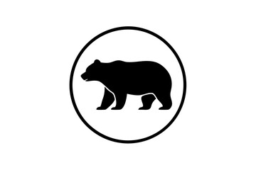 Bear icon circular logo vector, bear silhouette vector