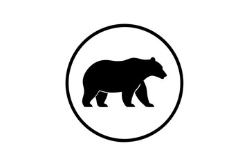 Bear icon circular logo vector, bear silhouette vector