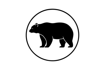 Bear icon circular logo vector, bear silhouette vector