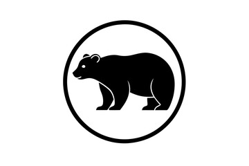 Bear icon circular logo vector, bear silhouette vector