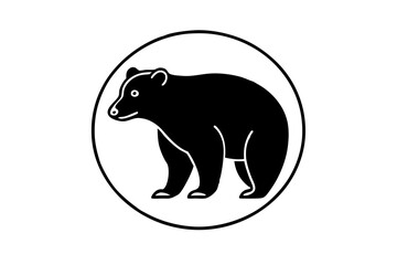 Bear icon circular logo vector, bear silhouette vector