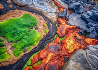 Naklejka premium Stunning Aerial View of Lava Rock Abstract Background for Unique Designs