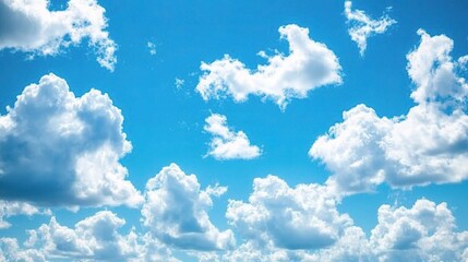 Bright Blue Sky with Fluffy White Clouds
