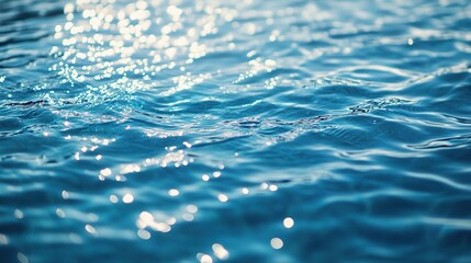 Tranquil Blue Water Surface with Sunlight Reflection