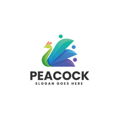 Fototapeta premium Vector Logo Illustration Peacock Gradient Colorful Style