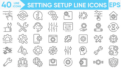 Setting Setup Line Icons Vector And Illustrator Set