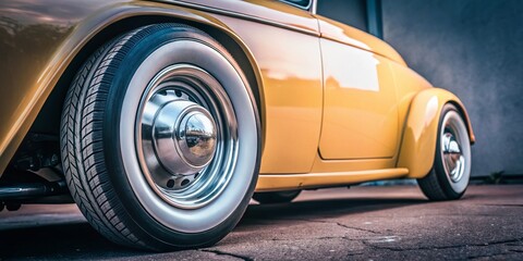 Stunning Minimalist Hotrod in Yellow with Whitewall Tires for Automotive Aesthetics