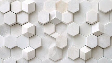 Naklejka premium Elegant White Hexagon Tile Pattern for Interiors