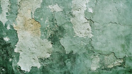 Obraz premium Textured Green Wall with Cracked Paint and Patina