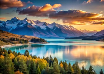 Fototapeta premium Stunning Portrait Photography at Lake Pukaki, South Island, New Zealand - Scenic Beauty Unveiled