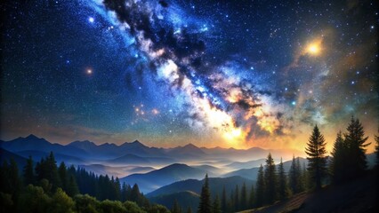Fototapeta premium Stunning Starry Night Sky 3D Rendering for Nature Enthusiasts and Astronomy Lovers