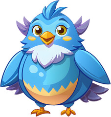 Fototapeta premium Gentle fluffy bird cartoon clipart for mindfulness designs.
