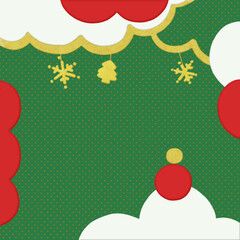 Minimal Christmas greeting card. with  golden lines  decoration. cute paper cut design . 