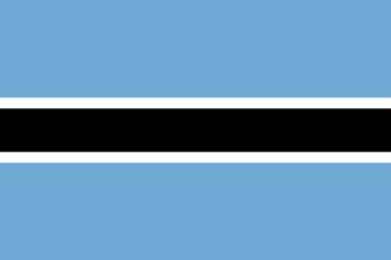 Obraz premium National Flag Republic of Botswana, light blue field cut horizontally in the centre by a black stripe with a thin white frame